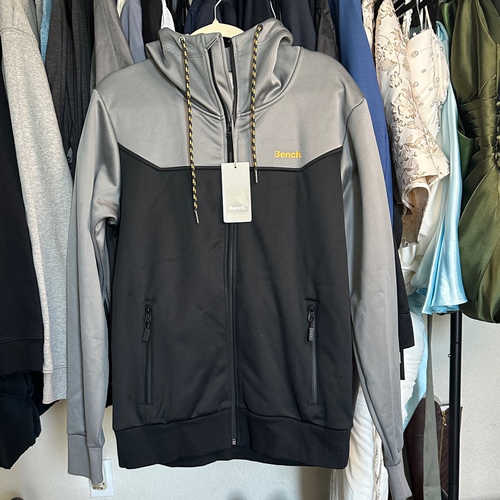 Bench Black and Gray Hoodie with Gold Accents $88